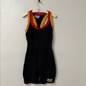 L.A. Gear Black One Piece with Red and Yellow Trim vintage